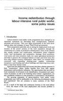 Income redistribution through labour-intensive rural public works: some policy issues