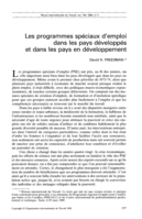 Les programmes spéciaux d'emploi dans les pays développés et dans les pays en développement