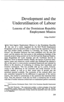Development and the underutilisation of labour: lessons of the Dominican Republic employment mission
