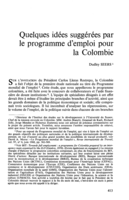 Quelques idées suggérées par le programme d'emploi pour la Colombie
