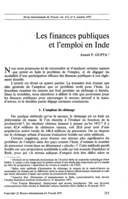 Les finances publiques et l'emploi en Inde