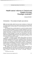 Health sector reforms in Central and Eastern Europe: paradigm reversed?