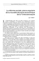 La réforme sociale: pierre angulaire de la nouvelle structure économique de la Tchécoslovaquie