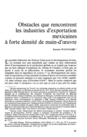 Obstacles que rencontrent les industries d'exportation mexicaines à forte densité de main-d'oeuvre