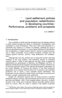 Land settlement policies and population redistribution in developing countries: performance, problems and prospects