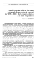 La politique des salaires des pays industriels à économie de marché de 1971 à 1986: de la réglementation à la libre négociation