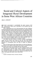 Social and cultural aspects of integrated rural development in some West African countries