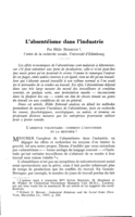 L'absentéisme dans l'industrie