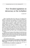 New Swedish legislation on democracy at the work place