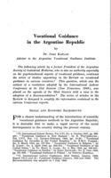 Vocational guidance in the Argentine Republic