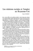 Les relations raciales et l'emploi au Royaume-Uni