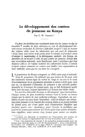 Le développement des centres de jeunesse au Kenya