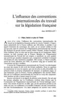 L'influence des conventions internationales du travail sur la législation française