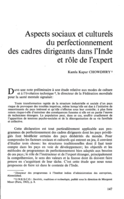 Aspects sociaux et culturels du perfectionnement des cadres dirigeants dans l'Inde et rôle de l'expert