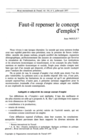 Faut-il repenser le concept d'emploi?
