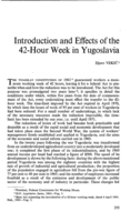 Introduction and effects of the 42-hour week in Yugoslavia