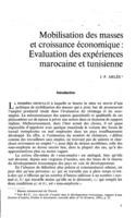 Mobilisation des masses et croissance économique: evaluation des expériences marocaine et tunisienne