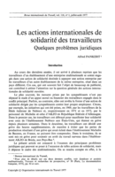 Les actions internationales de solidarité des travailleurs: quelques problèmes juridiques