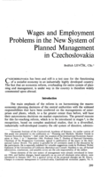 Wages and employment problems in the new system of planned management in Czechoslovakia