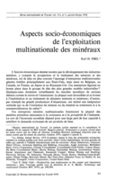 Aspects socio-économiques de l'exploitation multinationale des minéraux