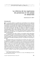 La reforma de los regímenes de pensiones en los países en desarrollo