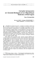 L'emploi temporaire en Grande-Bretagne et en République fédérale d'Allemagne: vue d'ensemble