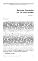 Manpower forecasting and the labour market