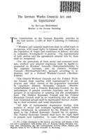 The German works councils act and its significance