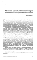 Advanced agricultural biotechnologies: some empirical findings on their social impact