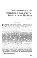 Mécanisation agricole, production et main-d'oeuvre: etude de cas en Thaïlande