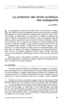 La protection des droits syndicaux des enseignants
