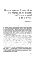 Algunos aspectos demográficos del empleo de las mujeres en Europe oriental y en la URSS