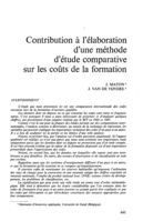 Contribution à l'élaboration d'une méthode d'étude comparative sur les coûts de la formation