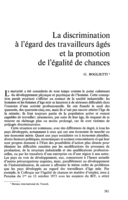 La discrimination à l'égard des travailleurs âgés et la promotion de l'égalité de chances