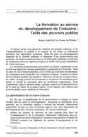 La formation au service du développement de l'industrie: l'aide des pouvoirs publics