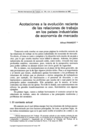 Acotaciones a la evolución reciente de las relaciones de trabajo en los países industriales de economía de mercado
