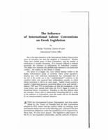 The influence of international labour conventions on Greek legislation