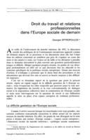 Droit du travail et relations professionnelles dans l'Europe sociale de demain