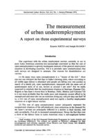 The measurement of urban underemployment: a report on three experimental surveys