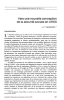 Vers une nouvelle conception de la sécurité sociale en URSS