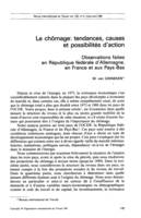 Le chômage: tendances, causes et possibilités d'action; observations faites en République fédérale d'Allemagne, en France et aux Pays-Bas