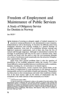 Freedom of employment and maintenance of public services: a study of obligatory service for dentists in Norway