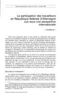 La participation des travailleurs en République fédérale d'Allemagne vue sous une perspective internationale