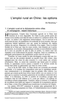 L'emploi rural en Chine: les options