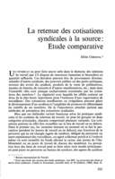 La retenue des cotisations syndicales à la source: étude comparative