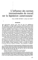 L'influence des normes internationales du travail sur la législation camerounaise