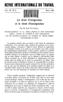 Le droit d'émigration et le droit d'immigration