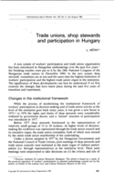 Trade unions, shop stewards and participation in Hungary