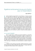 Egalité et renforcement du pouvoir d'action pour un travail décent