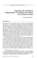 Organiser les travailleurs indépendants: la politique du secteur non structuré urbain
